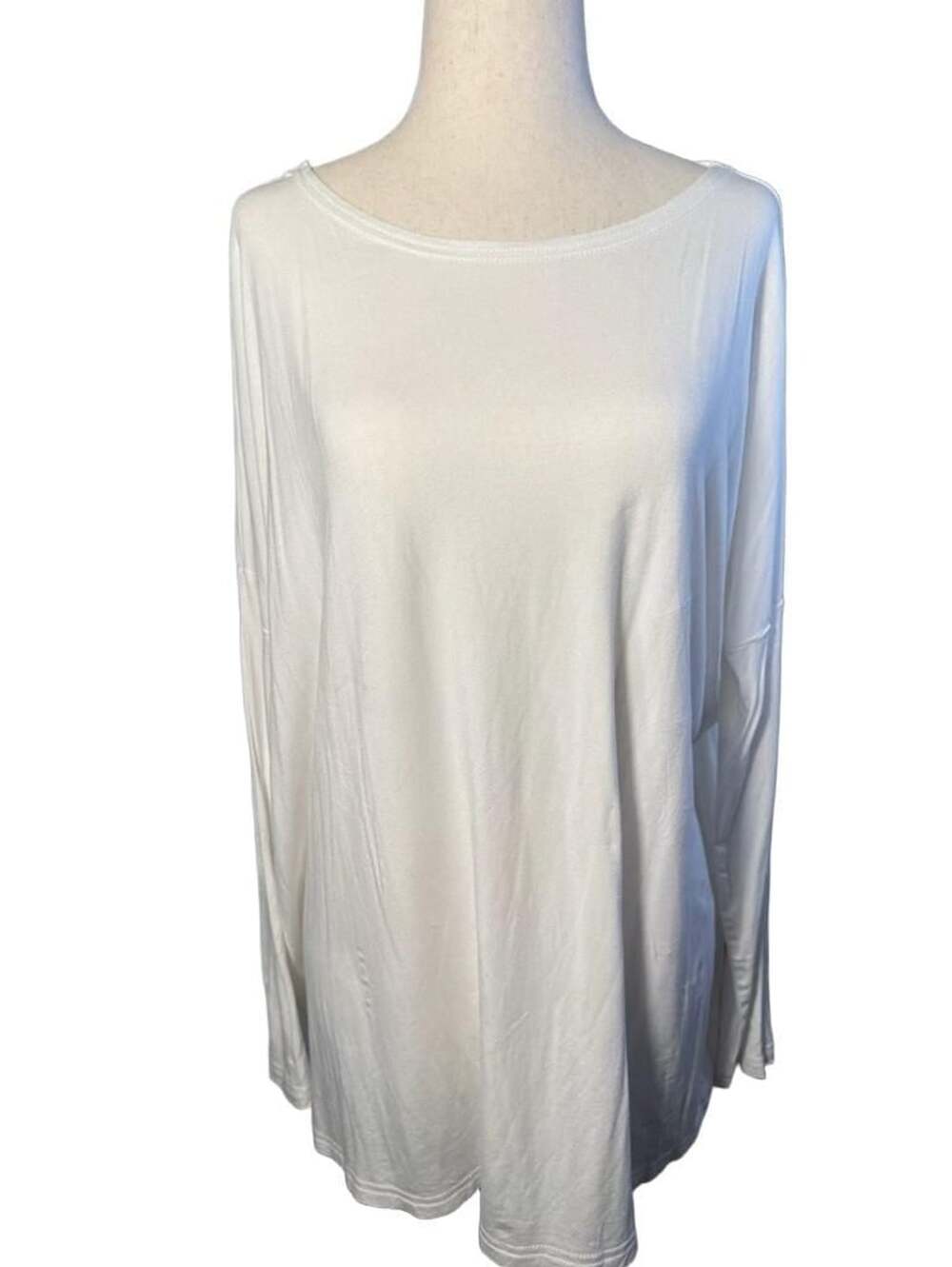 Piko White Dolman Sleeve Long Sleeve Tunic Top h1565